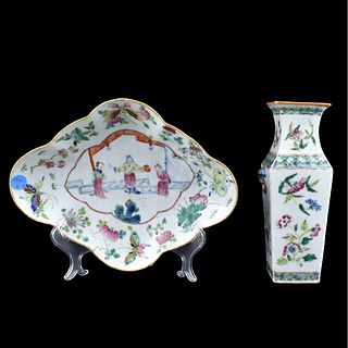 19C 2pc Famille Rose Chinese Porcelain