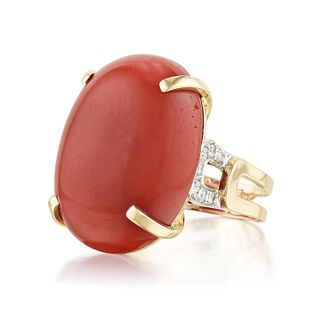 Oxblood Coral and Diamond Ring