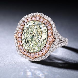 4.51-Carat Fancy Yellowish Green Diamond Ring