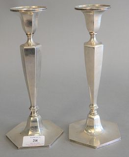 Pair Tiffany & Co. sterling silver candlesticks, ht. 9 1/2", 19 t.oz.
