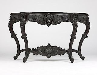 A Louis XV-style marble-top console table