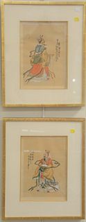 Eleven piece lot to include six framed Asian pieces: two square watercolor on silk landscapes, seal mark lower right; Japanese watercolor on cloth, mo