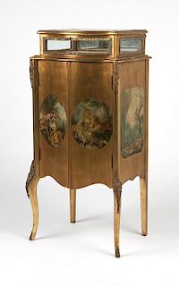 A Vernis Martin gilt bronze-mounted music cabinet