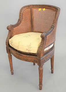 Louis XVI style armchair with cane back and sides, ht. 24", wd. 16".