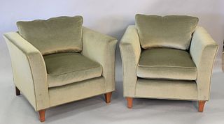 Pair of custom upholstered oversized club chairs, ht. 28 1/2", wd. 37", Estate of Marilyn Ware Strasburg, PA.