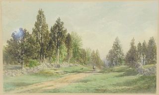 Attributed to James David Smillie (1833 - 1909) watercolor on paper, RT. 9 Poughkeepsie, NY, unsigned, sight size: 7 1/2" x 12", titled and dated lowe