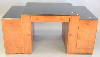 Art Deco three-part desk having Bakelite top, ht. 30", wd. 60", dp. 30".