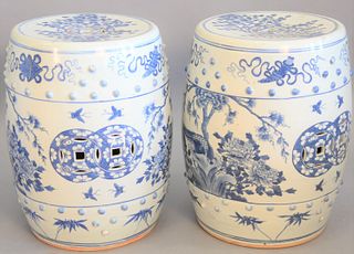 Pair chinese blue and white porcelain garden seats, ht. 18", Provenance: Estate of Mark W. Izard MD, Cider Brook Road, Avon, CT.