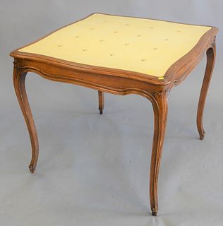 Louis XV style game table with leather top and drawer, ht. 28", top 33" x 33".