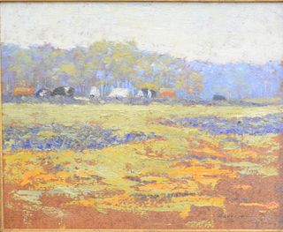 Harold Van Buren Magonigle, oil on board, Fenwick Fields landscape, signed lower right Magonigle, 9 1/2" x 12". 