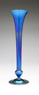 An L.C. Tiffany blue Favrile trumpet vase