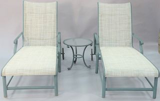 Four piece Brown Jordan outdoor furniture to include two lounges lg. 76", tea cart, small table.