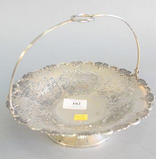 Chinese silver basket with handle, dia. 9", 12.7 t.oz.
