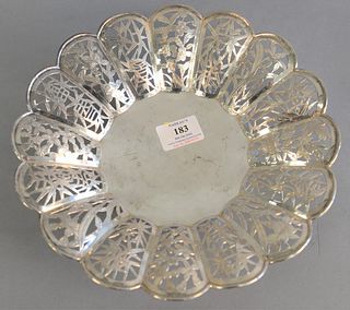 Chinese Export silver reticulated bowl having reticulated bamboo and flower panels, dia. 10 3/4", 8.5.