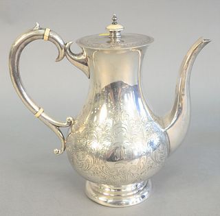 Sterling silver coffee pot, ht. 9 1/2", 26.8 t.oz.