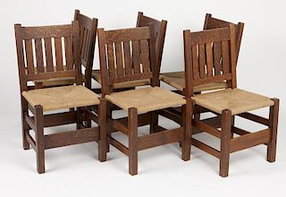 Six dining chairs, attributed to Gustav Stickley