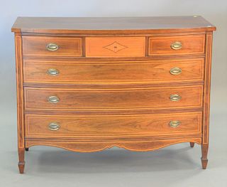 Mahogany inlaid four-drawer chest. ht. 36", wd 49".