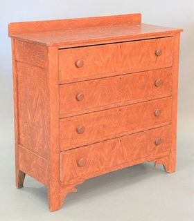 Four drawer faux grain painted chest (top loose), ht. 39", wd. 39".