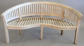 Outdoor teak curved bench, lg. 65".