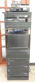 Electronics tower to include Savant Music System, Audio Control Architect Model 560, Sonamp 2120T MKII, Episode ea-amp-sub-1D-500, ht. 59", wd. 19".
