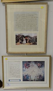 Two signed and framed letters from Sir Luke Fildes, sight size: 12 1/2" x 9", portrait painted talking about signing a piece along with one signed by 