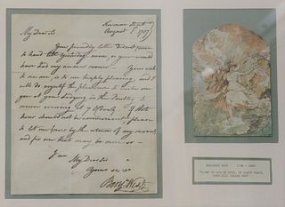 Benjamin West autograph letter, August 1, 1787, addressed To "My Dear Sis", letter 7" x 9".