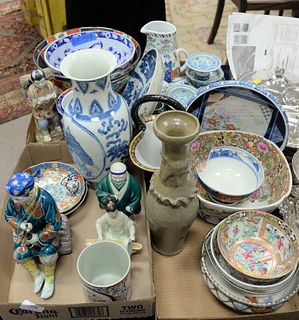 Four tray lots of Chinese and Japanese porcelain, small Rose Medallion bowl and Export mug.