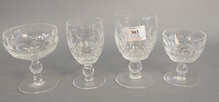 Forty-four Waterford Colleen glasses in 4 different sizes to include 8 large white wine, 9 sherry, 8 cordials, 9 large red wine and 10 small red wine,