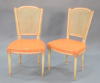 Set of 6 Louis XVI style cane back chairs with vinyl seats.