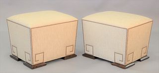 Pair of contemporary upholstered stools, ht. 18", Estate of Marilyn Ware Strasburg, PA.