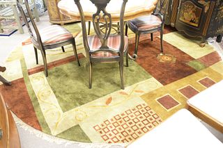 Two contemporary handmade rugs, 1 round 10' diameter, 1 runner 3' x 10'.