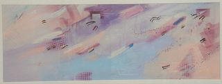 Deisman or Oleisman, 2-part abstract of colors on paper, both signed and dated 1984, ss: 21 1/2" x 60", gouache and pencil on paper, paper having wate