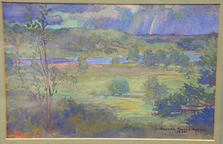Oliver Phelps Smith (1867 - 1953) watercolor on paper, "A Rainbow at Haddam, CT", signed lower right Oliver Phelps Smith 1892, title and dated on back