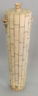 Contemporary earthenware vase, oriental style. ht. 41".
