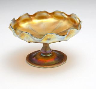 An L.C. Tiffany gold Favrile candy dish