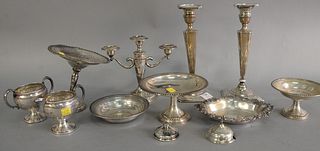 Group of sterling to include candlesticks, etc., 15.7 t.oz. weighable.