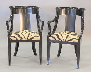 Pair of Baker Empire-style ebonized wood armchairs, Estate of Marilyn Ware Strasburg, PA.