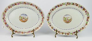 PAIR OF CHINESE EXPORT PORCELAIN OVAL PLATTERS