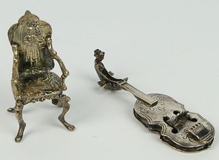 2 CONTINENTAL 800 & 833 SILVER MINIATURE ITEMS