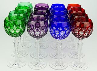 SET OF (16) VTG BOHEMIAN CUT TO CLEAR WINE GLASSES