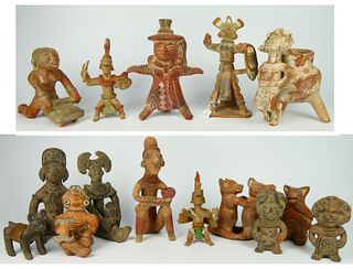 (15) PIECE MEXICAN PRE COLOMBIAN STYLE FIGURINES