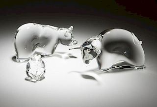 Three Steuben art glass animals