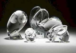 A group of Orrefors and Steuben art glass animals