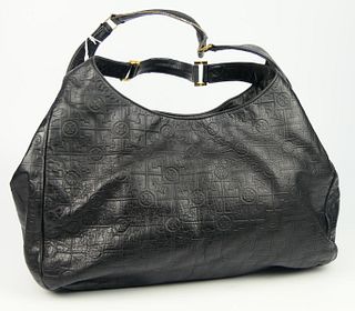TOREY BURCH PEBBLED BLACK LEATHER TOTE