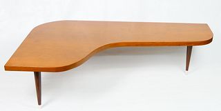 MID CENTURY 3 FOOTED WOODEN BOOMERANG TABLE