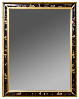 Asian Style Framed Beveled Mirror