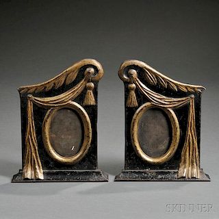 Pair of Gilt and Black-painted Molded Tin Frames