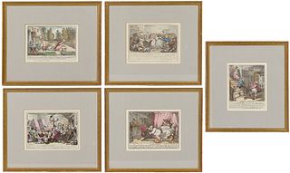 Thomas Rowlandson 'Miseries' Hand-colored Etching Assortment