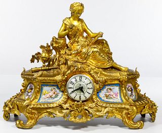 Gilt Bronze Figural Mantel Clock