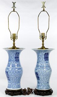 Chinese Blue and White Table Lamps